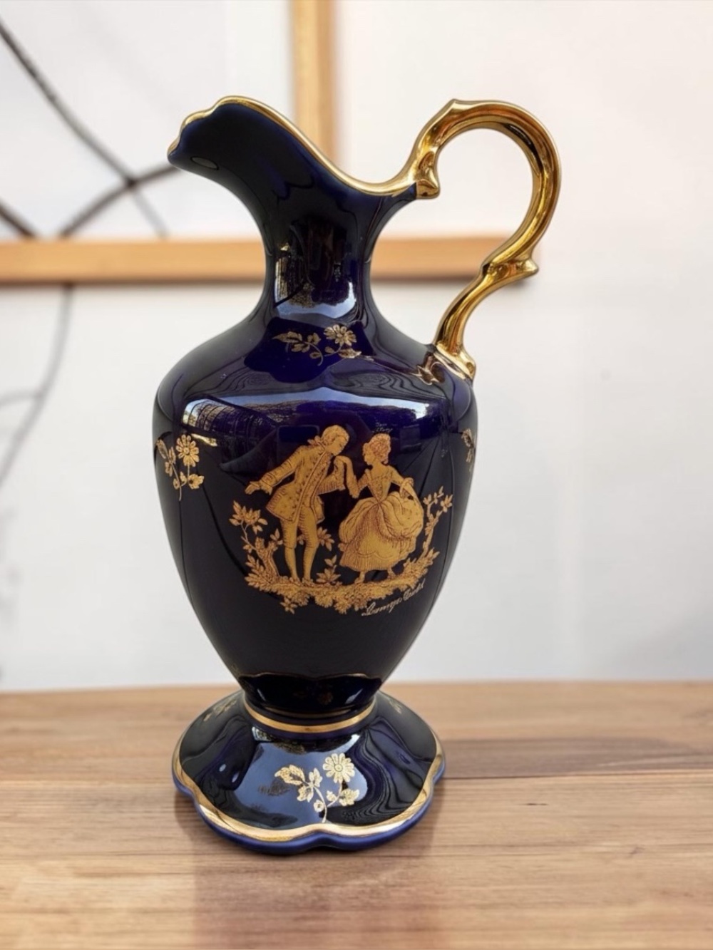 Limoges Cobalt Blue and Gold Gilded Decorative Pitcher